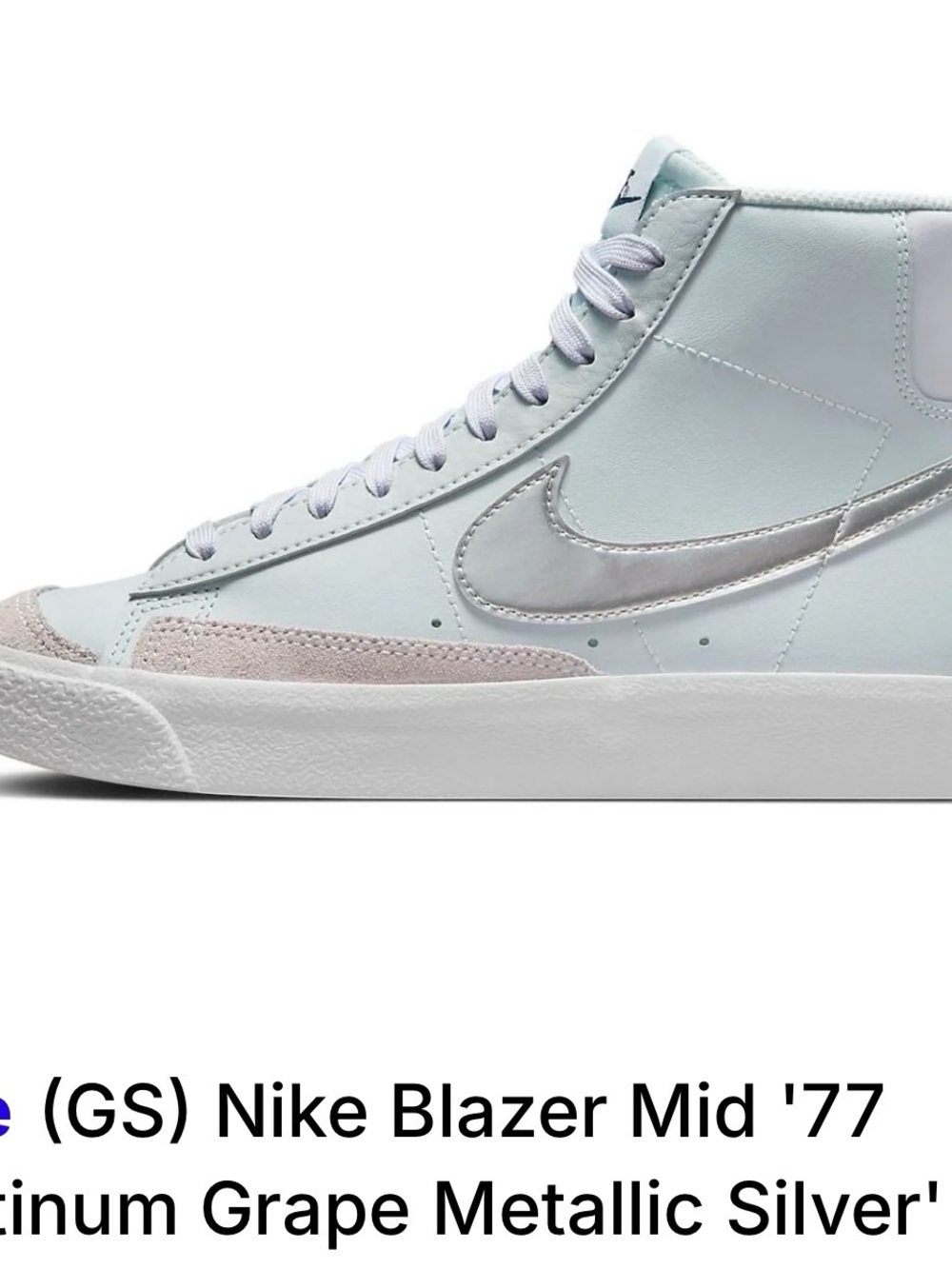 Nike Women's Blazer Mid Lace-Up in Platinum Grape & Metallic Silver